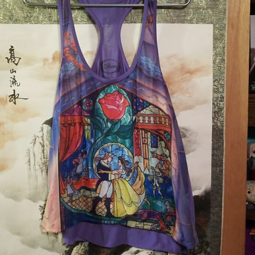 Stained Glass Beauty and the Beast Disney Tank top